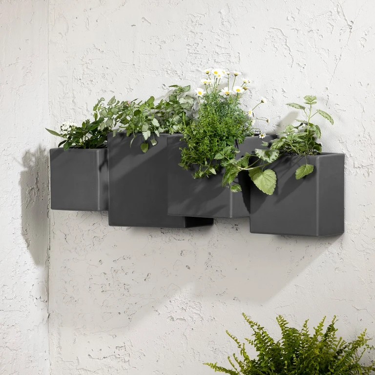 Dalya Dark Gray Wall Planters, Set of 2