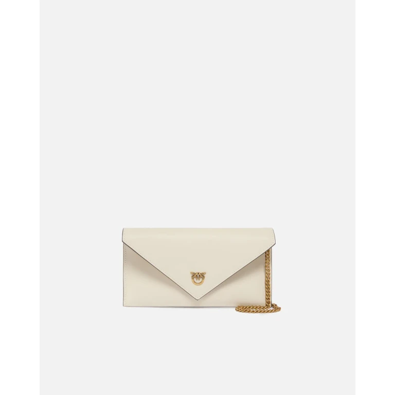 Pinko - Petite pochette enveloppe en cuir lisse à logo Love Birds