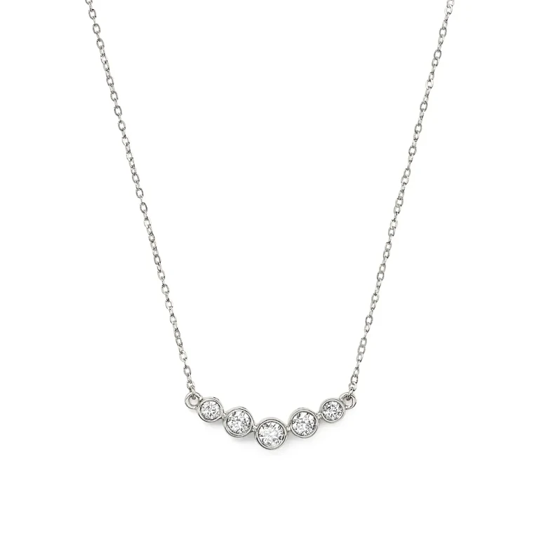 Diamond Graduated Bezel Necklace in 14K White Gold, 0.25 tcw