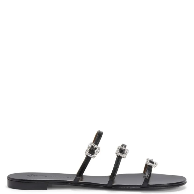 Giuseppe Zanotti Himari Black Jewel Flat Sandals