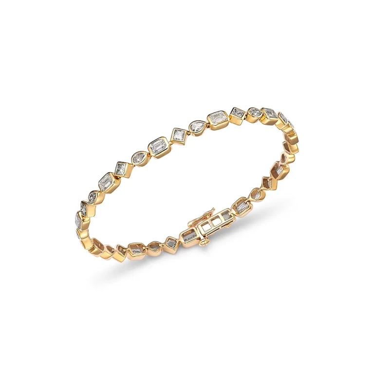 Certified Lab Grown Mixed Cut Diamond Bracelet in 14K Yellow Gold, 5.0 tcw
