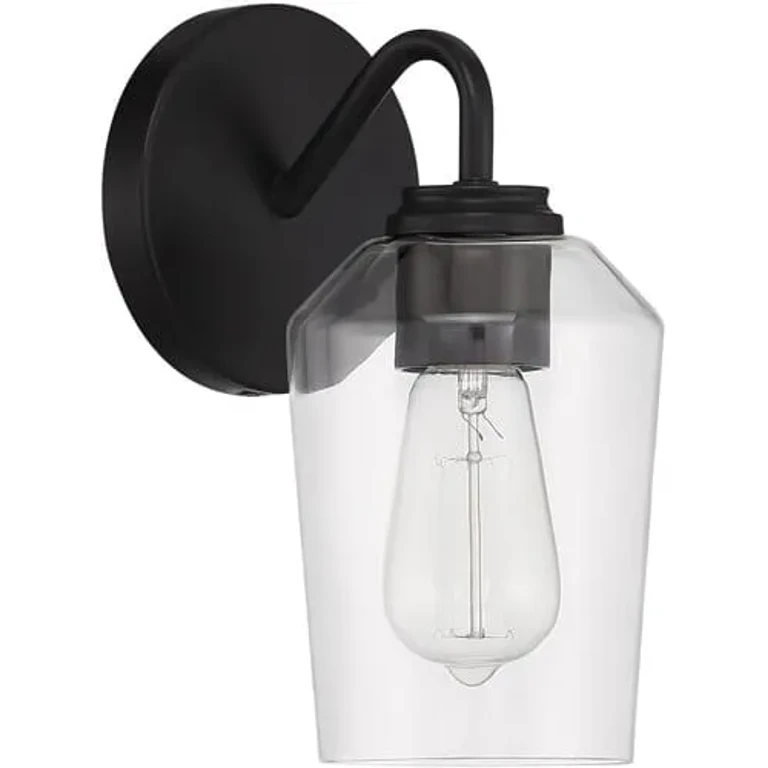 Flat Black One Light Wall Sconce from the Shayna Collection