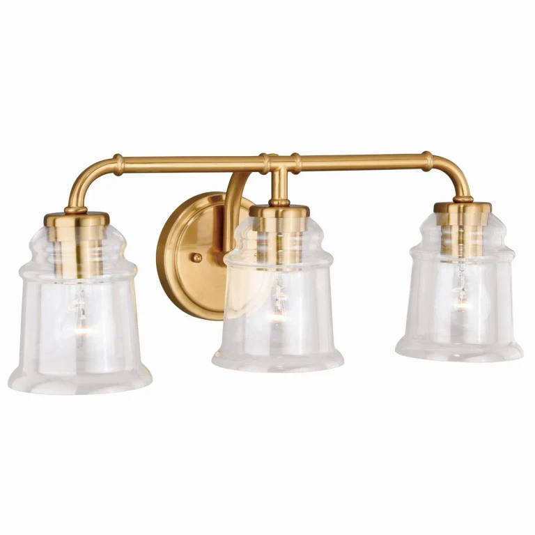 Toledo 3-Light Bathroom Vanity Light in Natural Brass