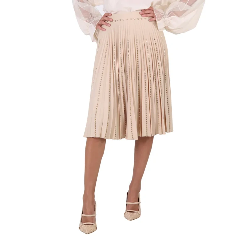 Burberry Plisse Soleil Crystal Detail Stretch Cady Skirt