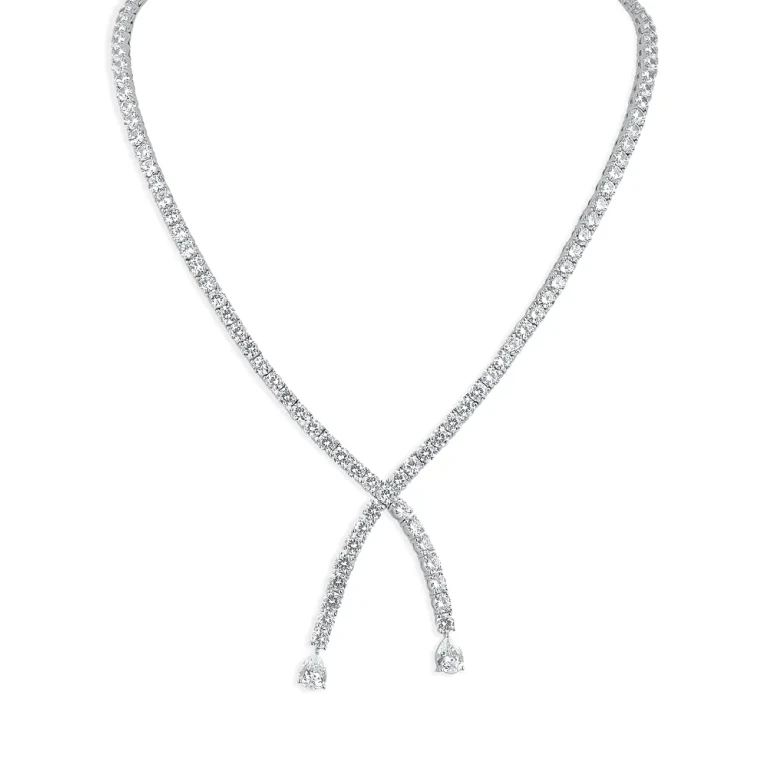 Kenneth Jay Lane Cubic Zirconia Crossover Necklace, 16