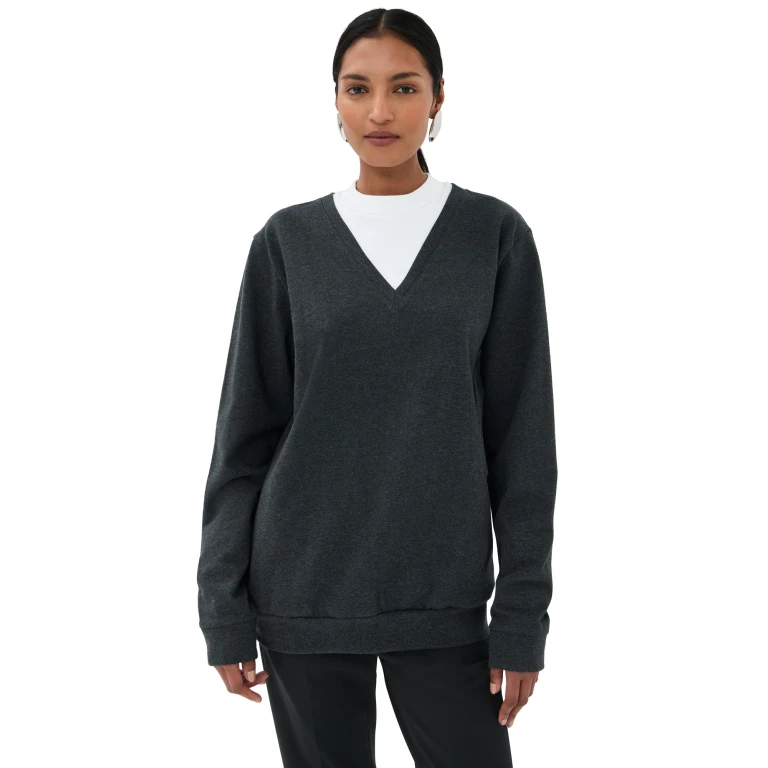 Tibi Perfect T-Shirt Trompe L'oeil Top Grey Multi XL