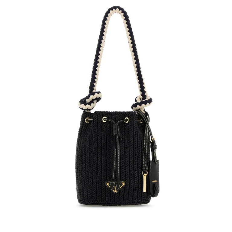 Prada Black Crochet Mini Bucket Bag