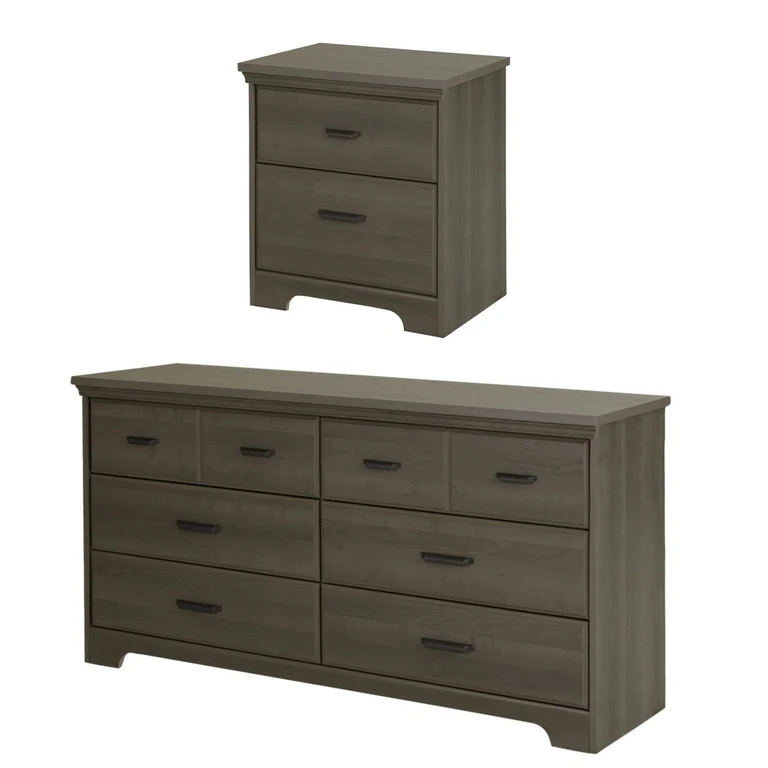 Versa Gray Maple Double Dresser & Nightstand - South Shore