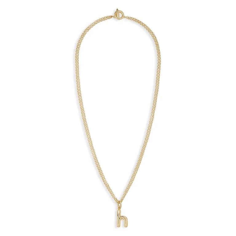Roxanne Assoulin Puffy Initial Double Chain Pendant Necklace, 26