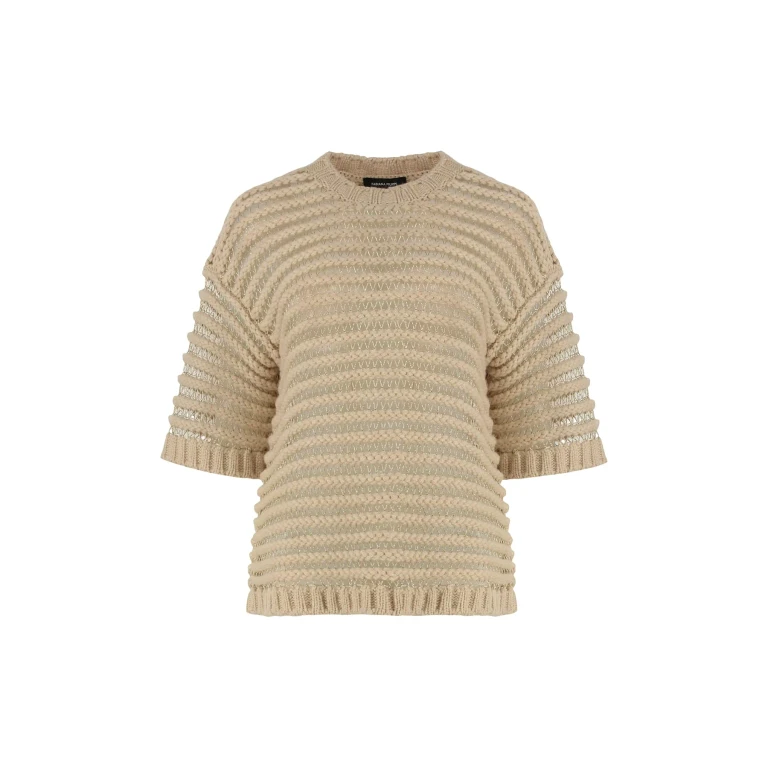 Top de manga curta em malha aberta Fabiana Filippi