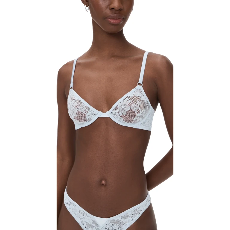 Fleur du Mal Fuller Cup Le Stretch Lace Demi Bra Forget Me Not 36C