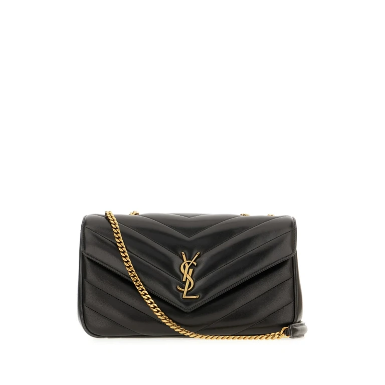 Saint Laurent Black Leather Medium Loulou Shoulder Bag