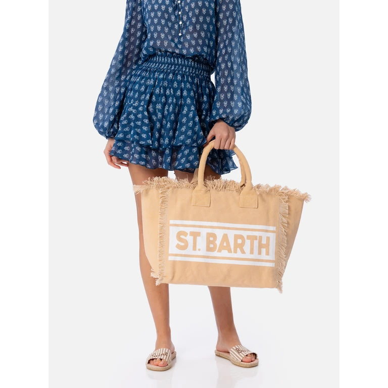 Mc2 Saint Barth Beige Cotton Canvas Vanity Shoulder Bag - Unisex