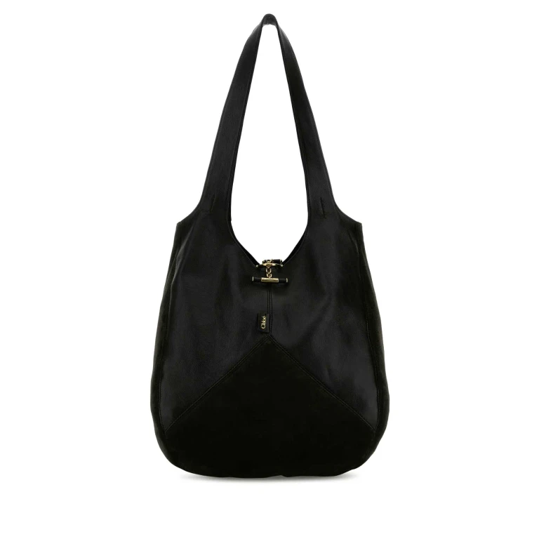 Chloé Black Suede And Leather Balloon Shopping Bag