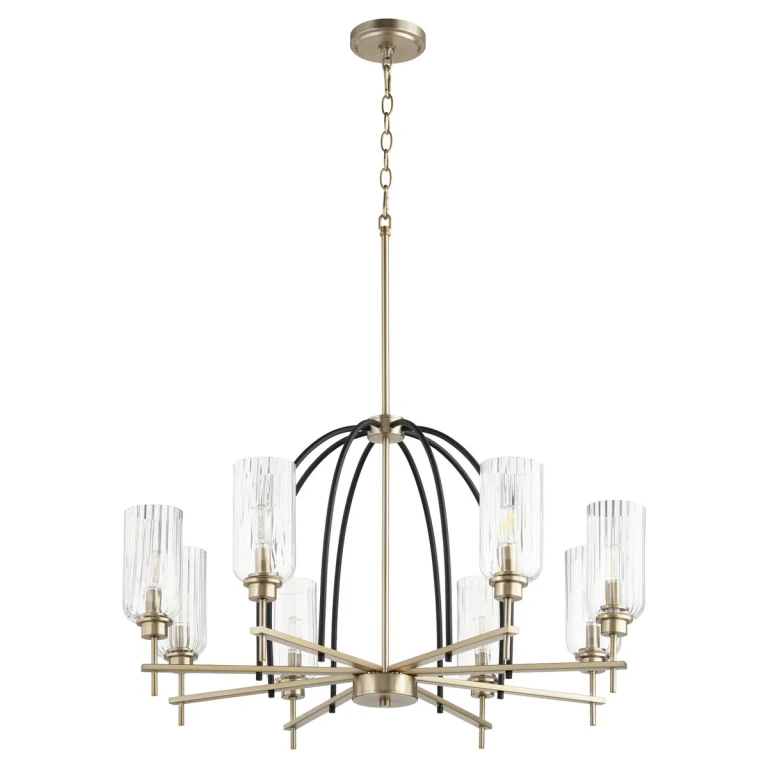 Espy 8-Light Chandelier in Textured Black w with Aged Brass