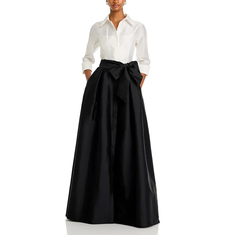 Teri Jon by Rickie Freeman Taffeta Shirt Gown