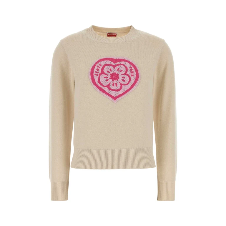 Cream Cotton Blend Sweater Ecru Exterior: Wool Maglieria - Women