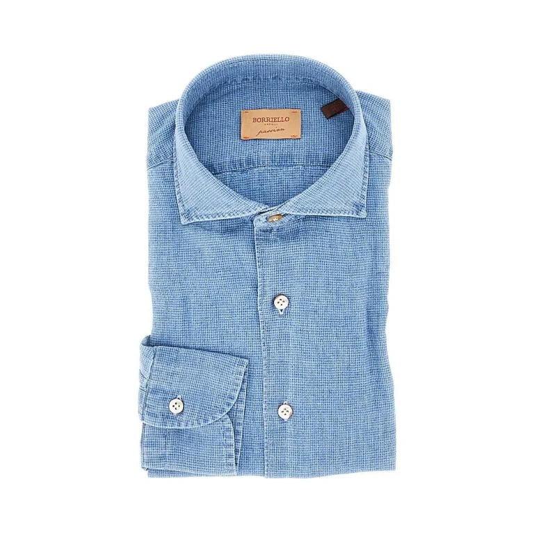 BORRIELLO NAPOLI Denim-effect cotton shirt Man 39