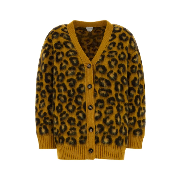 Bottega Veneta Embroidered Wool Blend Oversize Cardigan Eggyolkfondant Exterior: Mohair Nylon Maglieria - Women