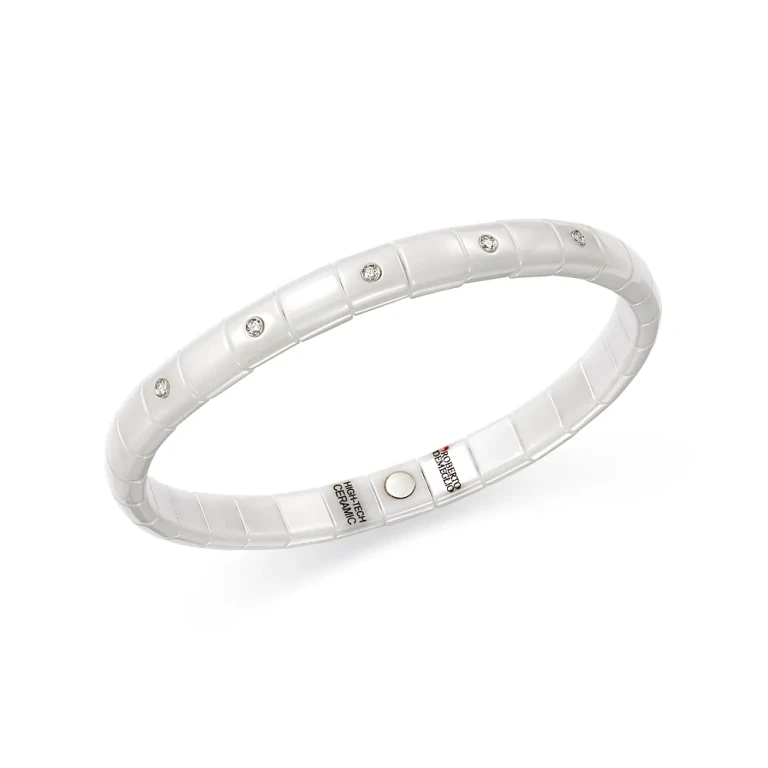 Roberto Demeglio 18K White Gold & White Ceramic Pura Stretch Bracelet with Diamonds