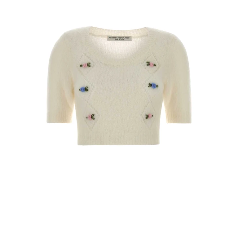 Ivory Mohair Blend Sweater White Exterior: Nylon Wool Maglieria - Women