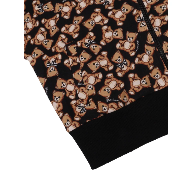 Moschino Kid Zipped Hoodie Black Cotton Elastane Sweatshirt