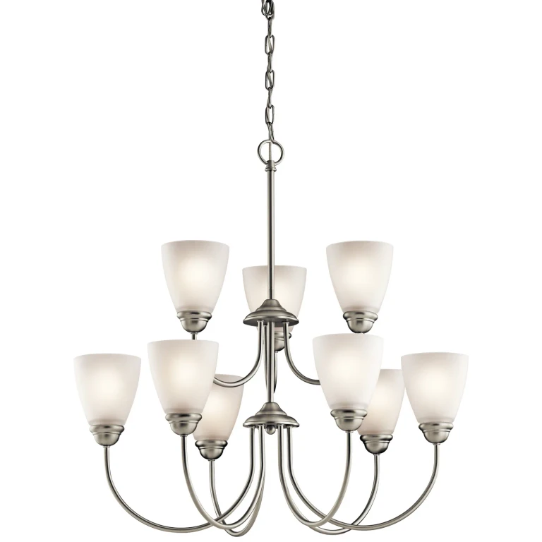 Jolie 9-Light Chandelier 2-Tier in Brushed Nickel