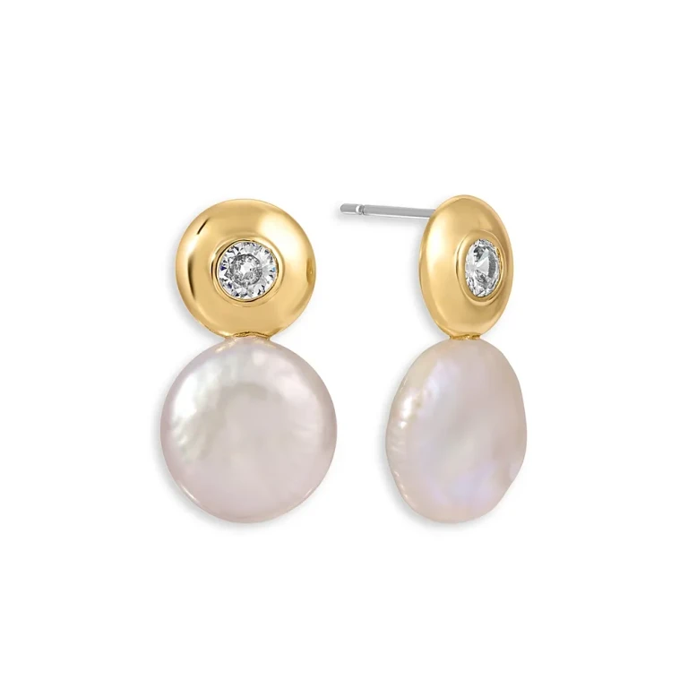 Ettika Majestic Gem Cubic Zirconia & Cultured Freshwater Pearl Drop Earrings