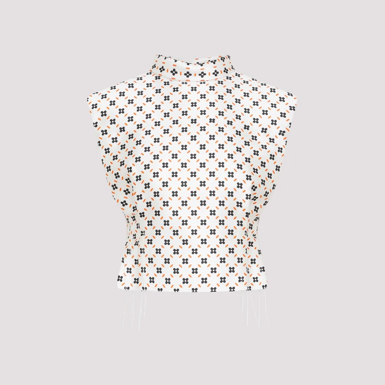 Lanvin Cropped Sleeveless Top Nude & Neutrals Polyester Silk - Women