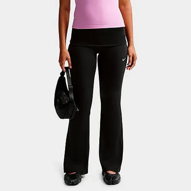 Nike Women's Sportswear Chill Knit Mid-Rise Tight Ribbed Pants in Black/Sail Size: XS