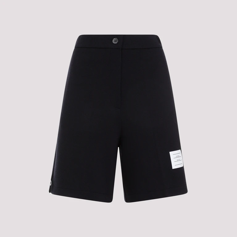 Thom Browne High Waisted Shorts Blue Virgin Wool - Women