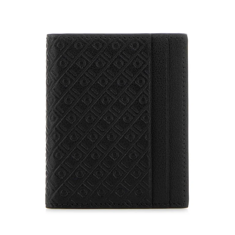 Ferragamo Black Leather Card Holder Nero Exterior: Portafogli - Men