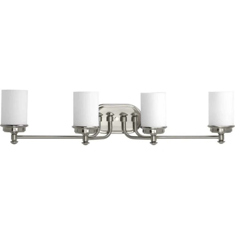 Brushed Nickel Four Light Bath from the Glide Collection