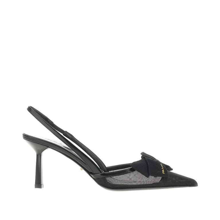 PRADA Mesh slingback pumps with bow Woman 41