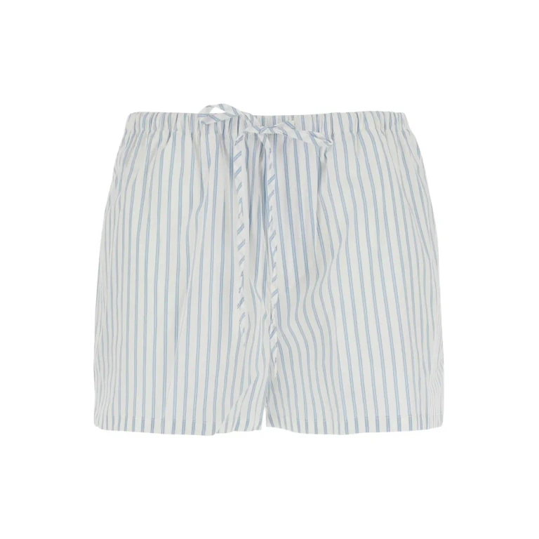 Dunst Pajama Mini Shorts Blue With White Stripes In Cotton For Women