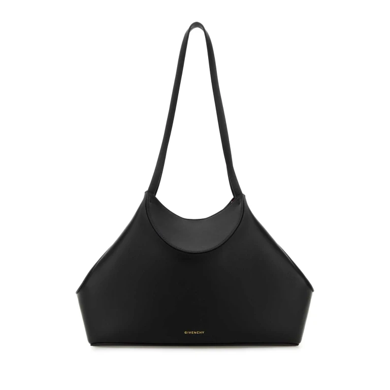 Black Leather Small Facet Shoulder Bag