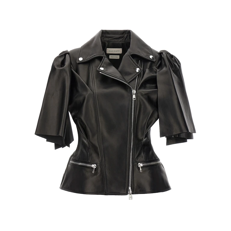 Alexander McQueen Black Lamb Leather Sleeveless Jacket Clothing - Women