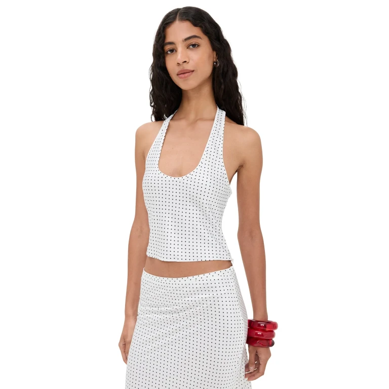 Lioness Roxy Halter Top Porcelain Polka XXL