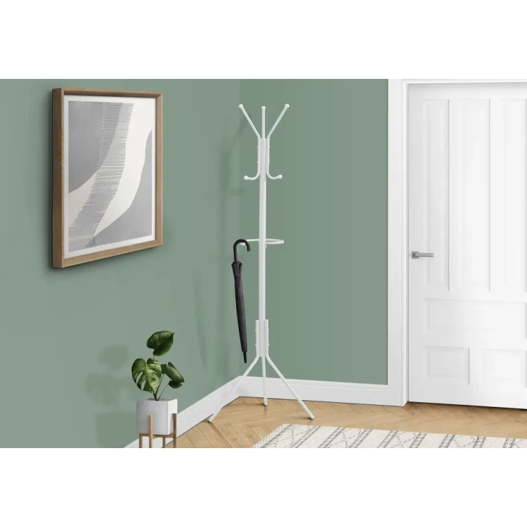 Reign White Metal Coat Rack Hall Tree