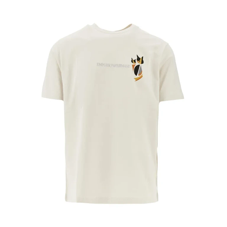 EMPORIO ARMANI Après cats and logo embroidery print T-shirt Man XS