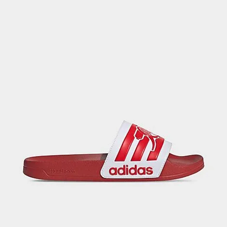 adidas Men's adilette Shower Arsenal Slide Sandals in Power Red/Better Scarlet/White Size: 4.0