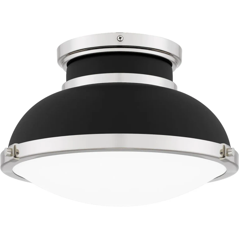 Matte Black Two Light Flush Mount from the Quoizel Flush Mount Collection