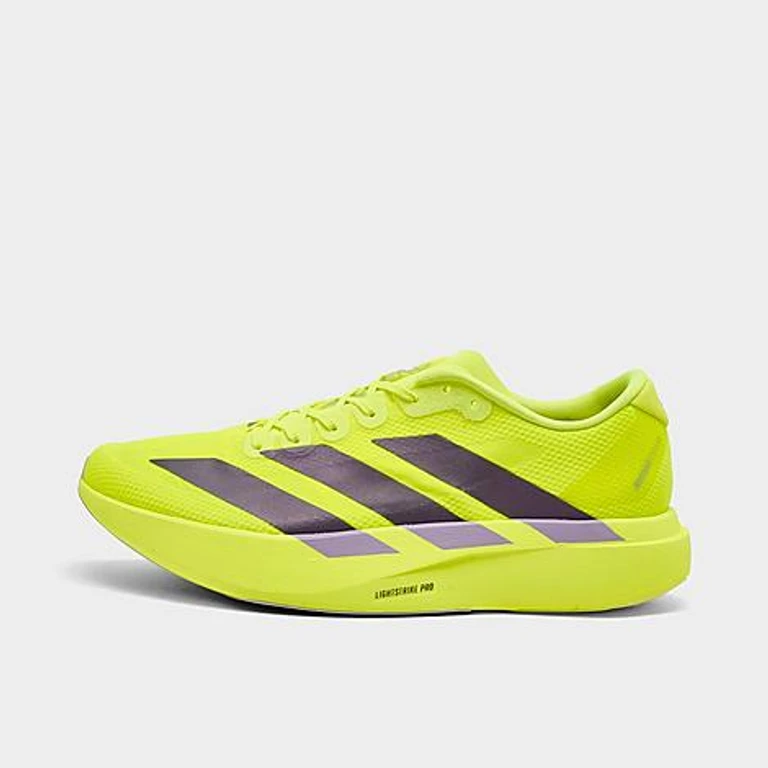 adidas Men's Adizero EVO SL Running Shoes in Solar Yellow/Aurora Plum/Powder Plum Size: 7.5