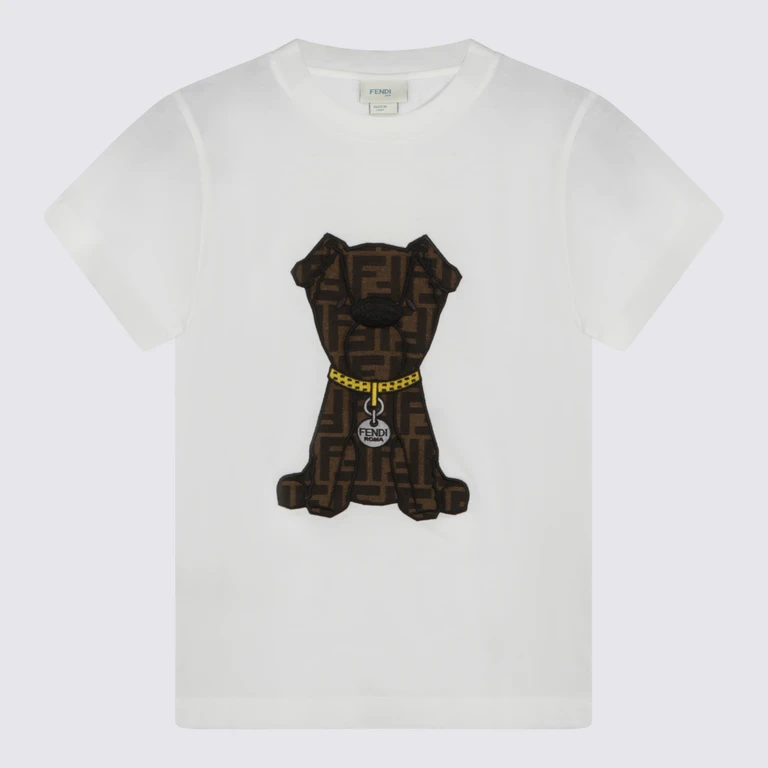 Fendi T-shirts and Polos Gesso _100 % Co - Kids