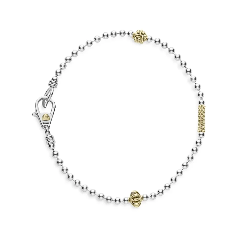 Lagos 18K Yellow Gold & Sterling Silver Caviar Icon Beaded Bracelet