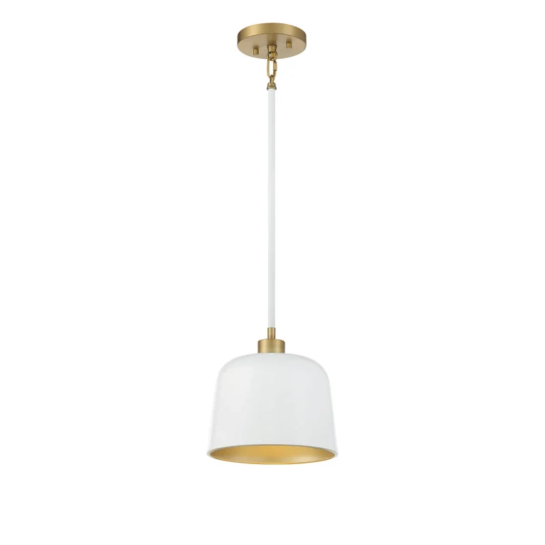 Trade Winds Nora 1-Light Pendant in White with Natural Brass - TW72118WHNB
