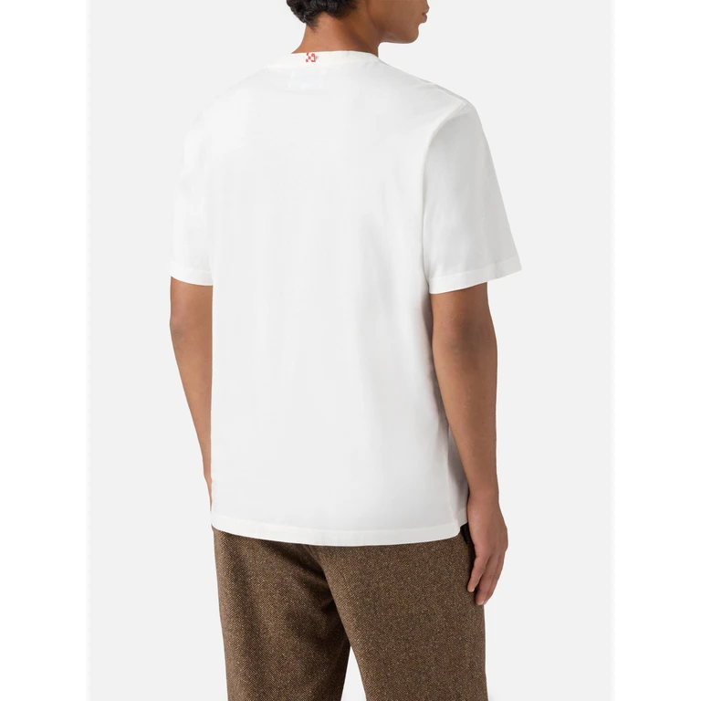 Mc2 Saint Barth Connor Cotton T-Shirt White With Vado A Ruba Pocket Embroidery - Men