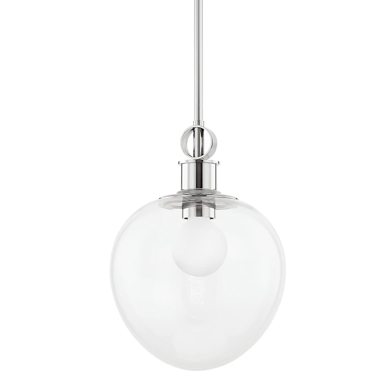 Polished Nickel One Light Pendant from the Anna Collection