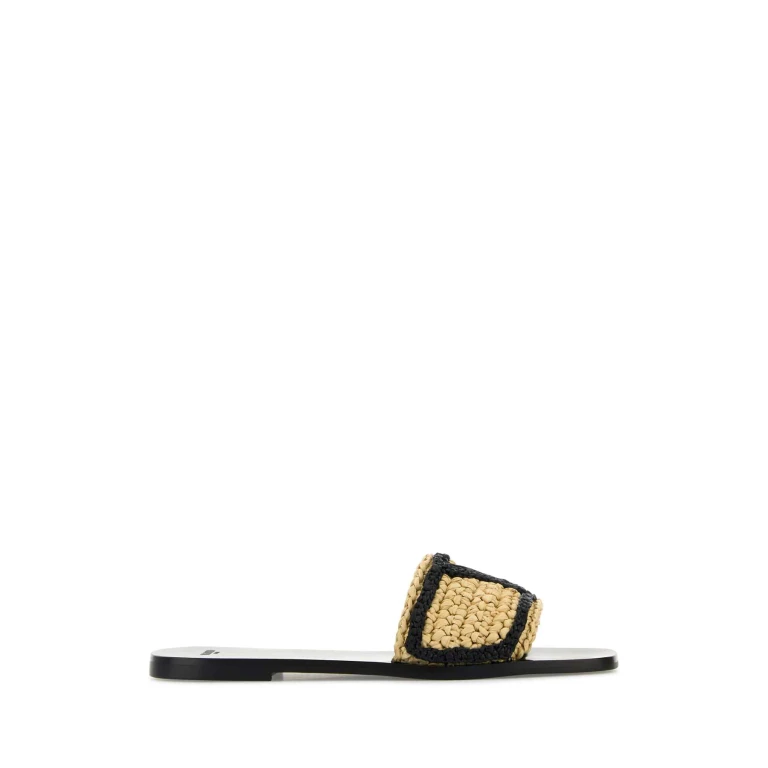 Valentino Garavani Raffia Vlogo Signature Slippers