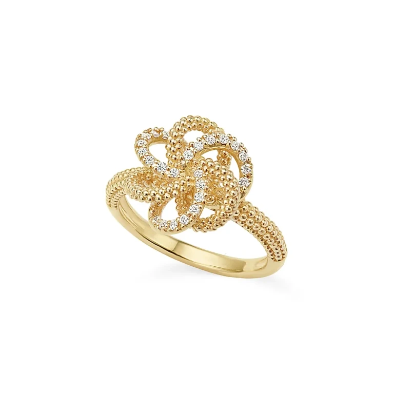 Lagos 18K Yellow Gold Love Knot Ring with Diamonds